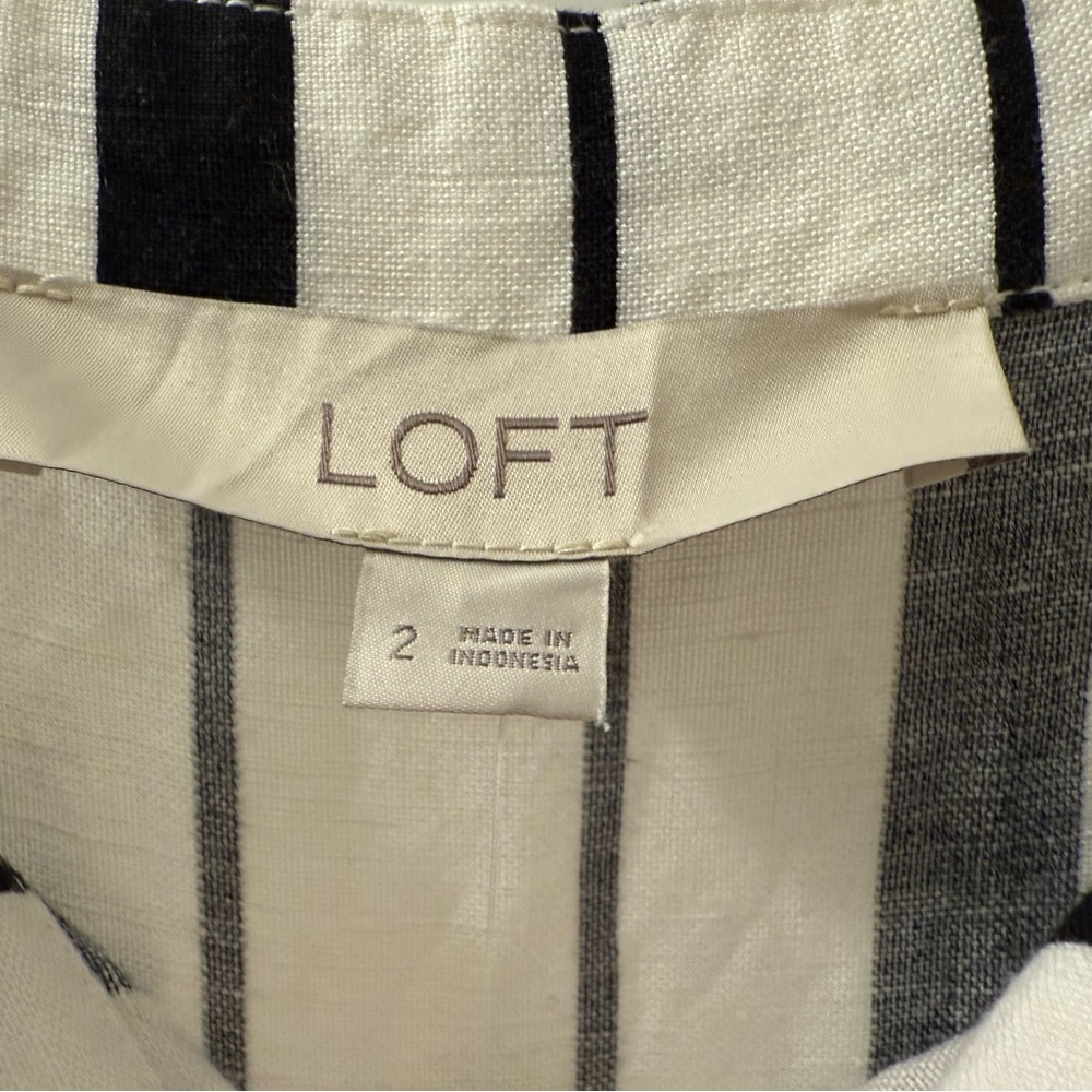 LOFT Striped Black and White Jumpsuit NWT Size 2 - Picture 5 of 7